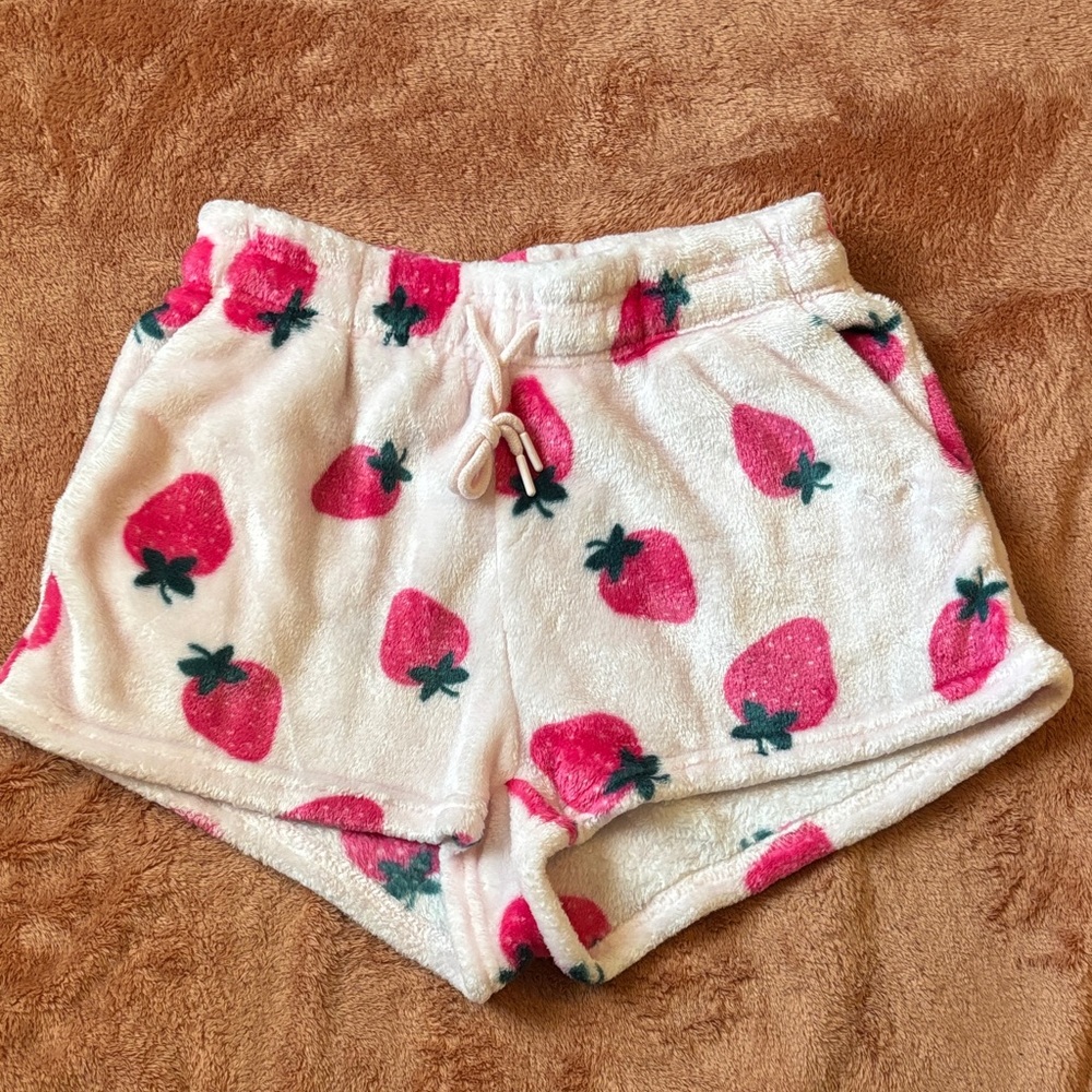 Strawberry Print Fleece Shorts